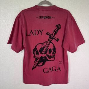 Lady Gaga Tour Shirt Medium Mayhem Ball Skull Killah Concert Merch 2025 Raw Hem